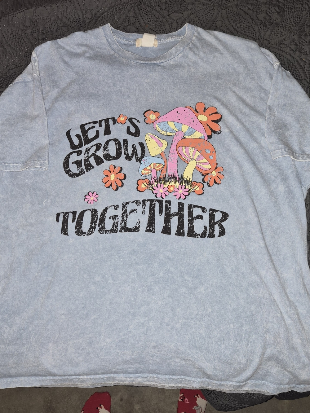 Altar'd State "Let's Grow Together" Acid Wash Mushroom Graphic Tee